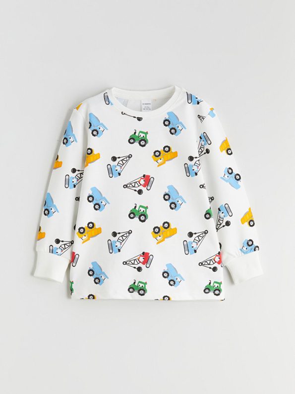 LCW Kids White Crew Neck Boys Pajama Set