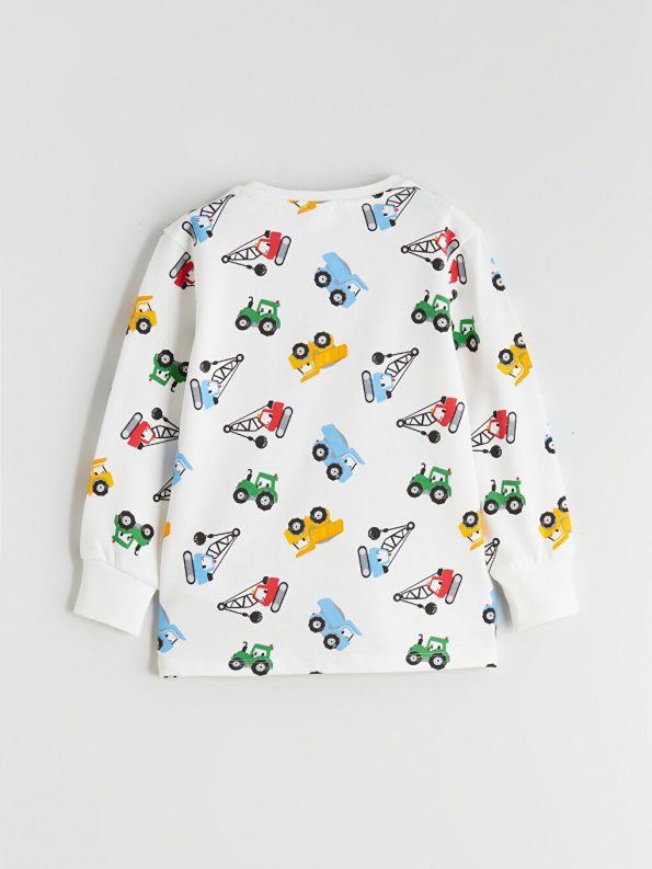 LCW Kids White Crew Neck Boys Pajama Set