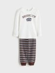 LCW Kids White Crew Neck Boys Pajama Set
