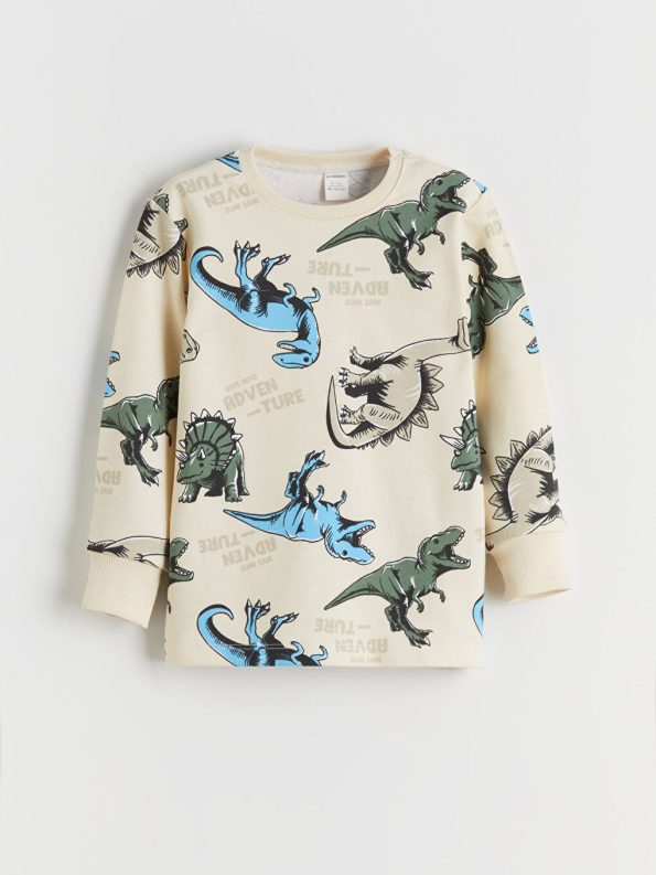 LCW Kids Beige Dinosaur Print Boys Pajama Set