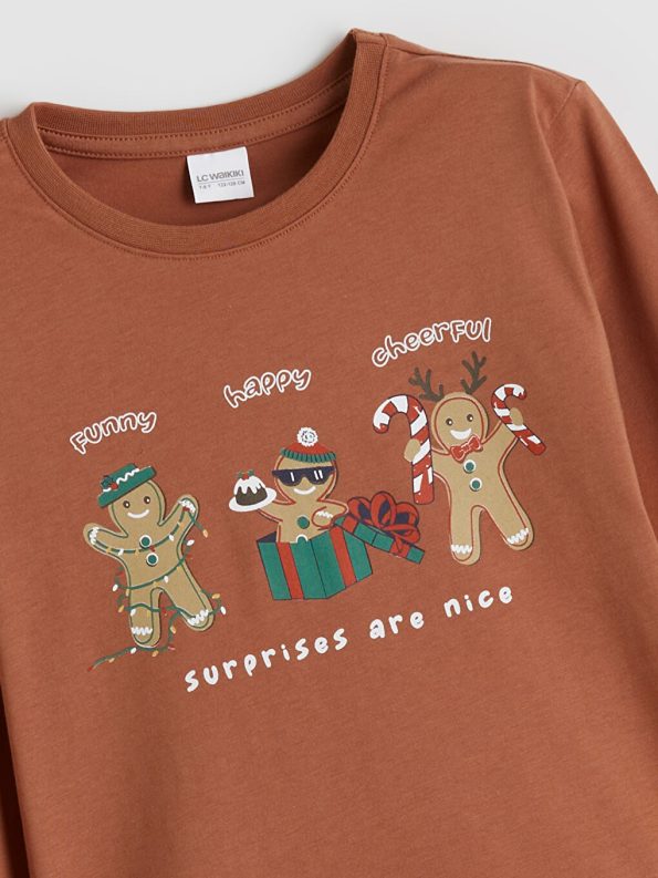 LCW Kids Brown Christmas Themed Boys Pajama Set