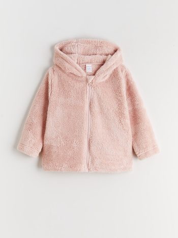 LCW Baby Pink Hooded Fleece Jacket for Girls