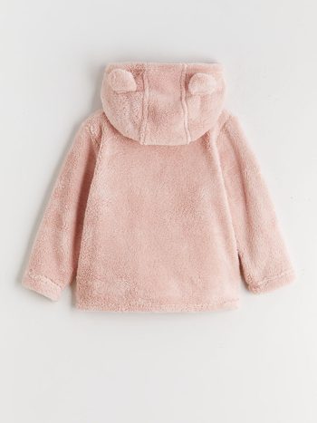 LCW Baby Pink Hooded Fleece Jacket for Girls