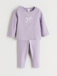 LCW Baby Lilac Crew Neck Girls T-Shirt and Leggings