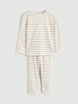 LCW Baby Cream Striped Bicycle Neck Boys Pajama Set