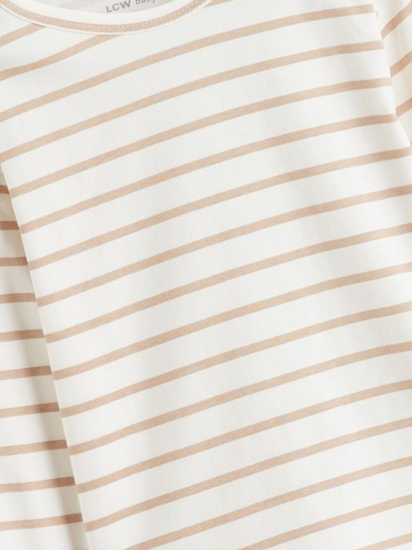LCW Baby Cream Striped Bicycle Neck Boys Pajama Set