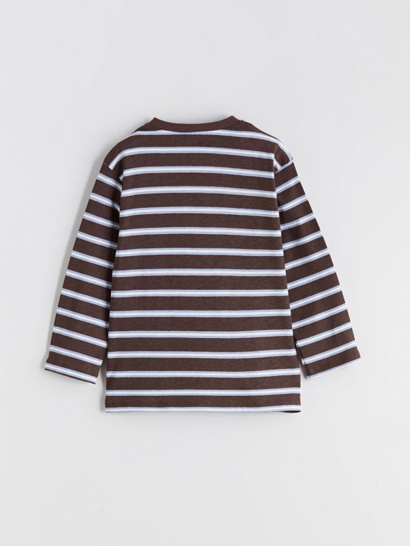 LCW Baby Brown Striped Crew Neck Pajama Set for Boys