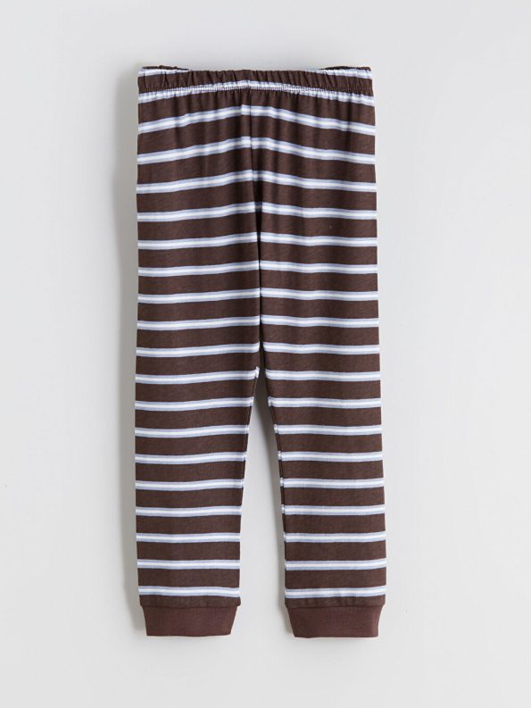 LCW Baby Brown Striped Crew Neck Pajama Set for Boys