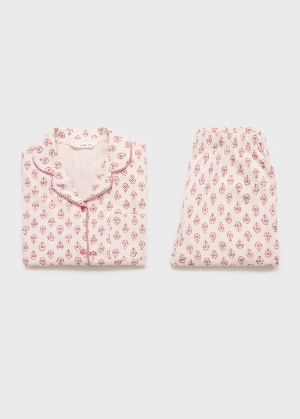 Patterned Cotton Pajama Set