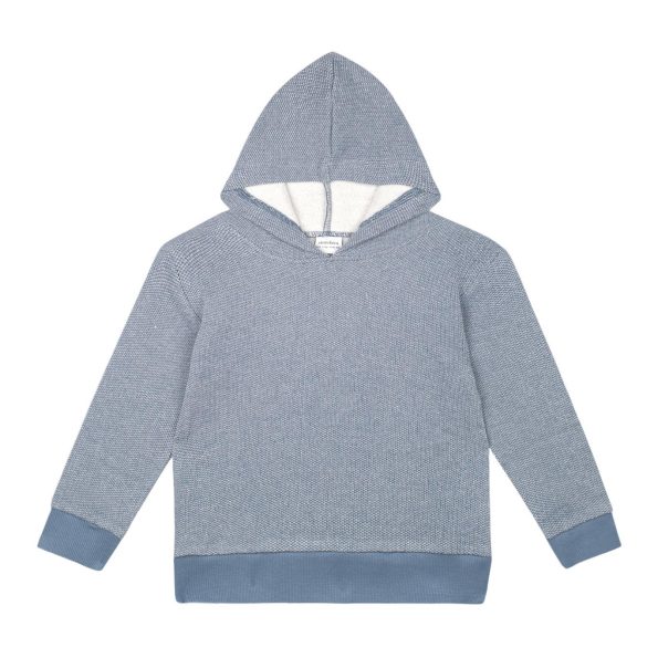 Blue Textured Hoodie Tracksuit Set