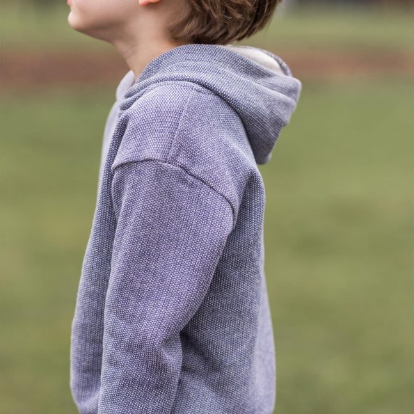 Blue Textured Hoodie Tracksuit Set