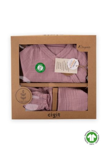 Organic Hospital Baby Set 0-3 Months Lilac