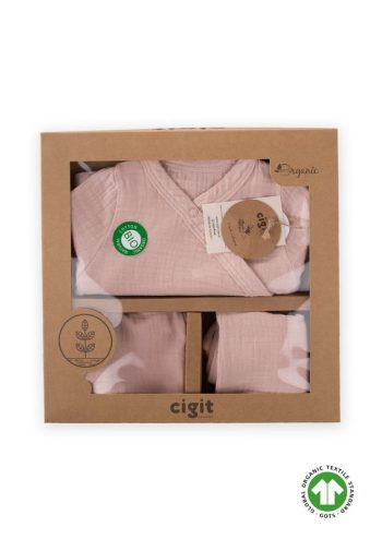 Organic Hospital Departure Baby Set 0-3 Months Powder Pink
