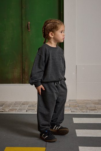 Oversized Printed Tracksuit Charcoal Melange