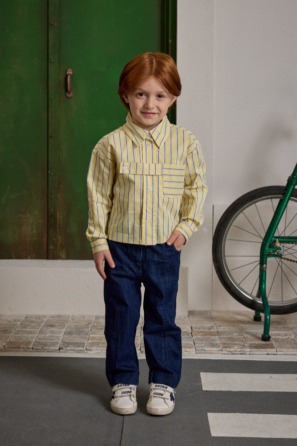 Striped Shirt with Patch Details Yellow