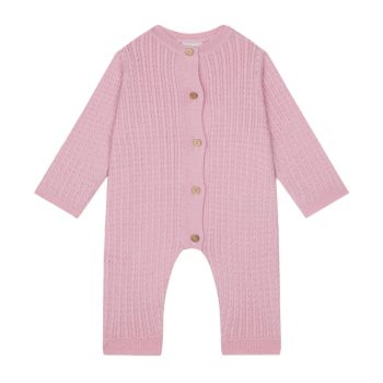 Pink Herringbone Knit Jumpsuit