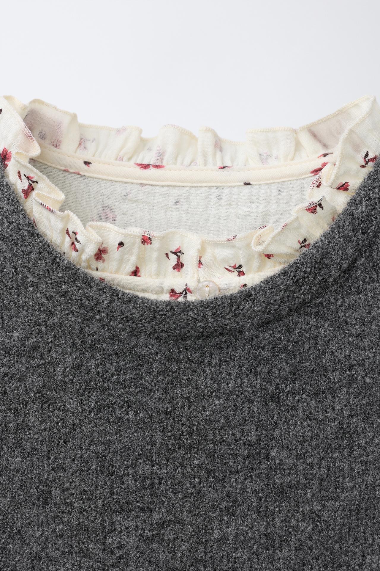 03153730712-e3.jpg Floral Dress with Knitted Waistcoat