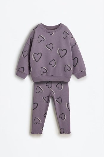 Printed Sweatshirt and Ribbed Leggings Set