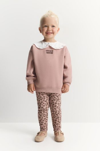 Bicycle Neck Sweatshirt and Ribbed Leggings Set