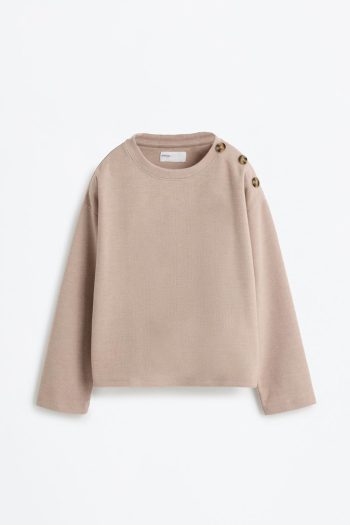 Button Detail Cut Sweatshirt