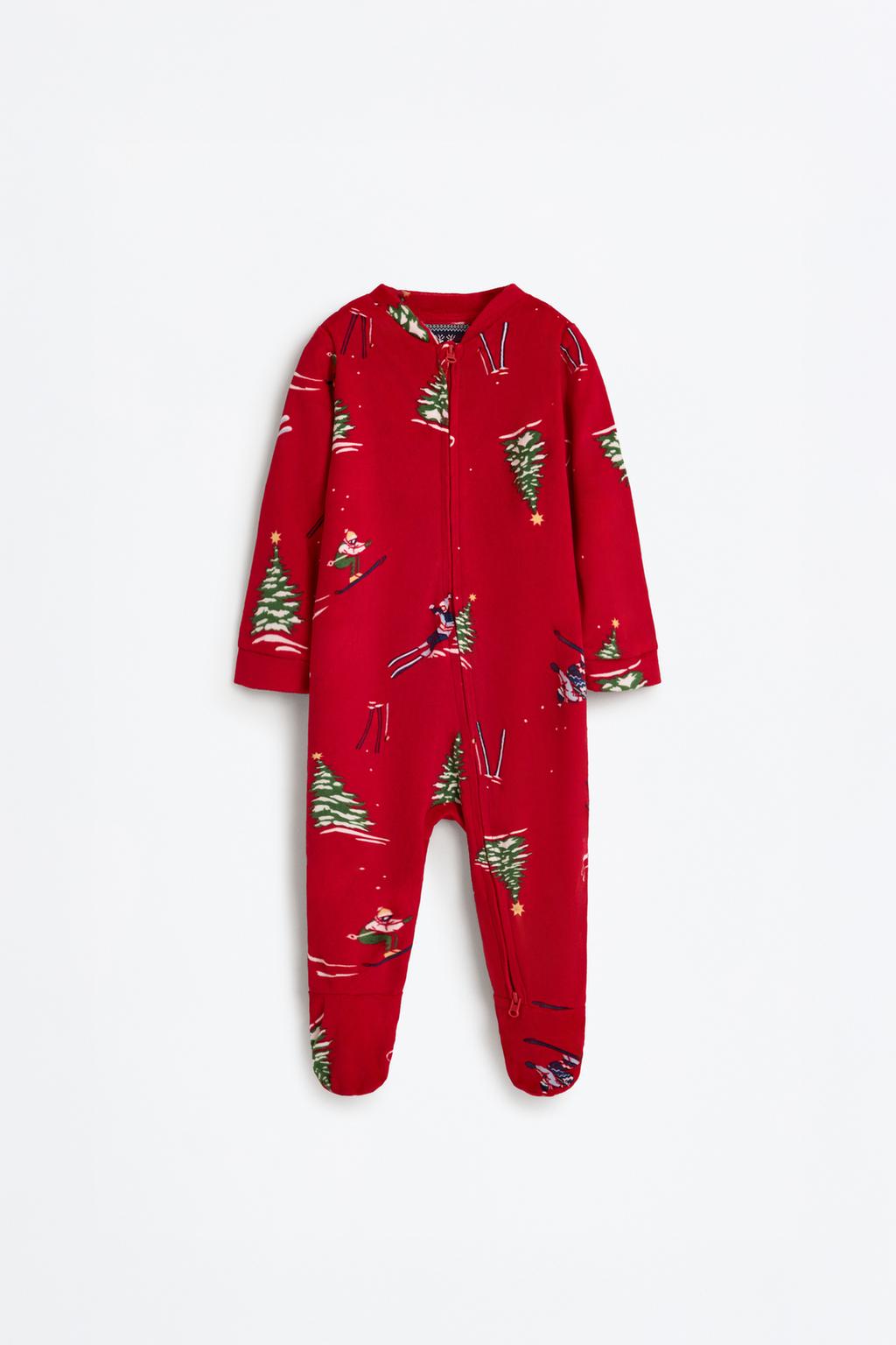 05139852600-A1.jpg Baby Velvet Textured Ski Print Romper