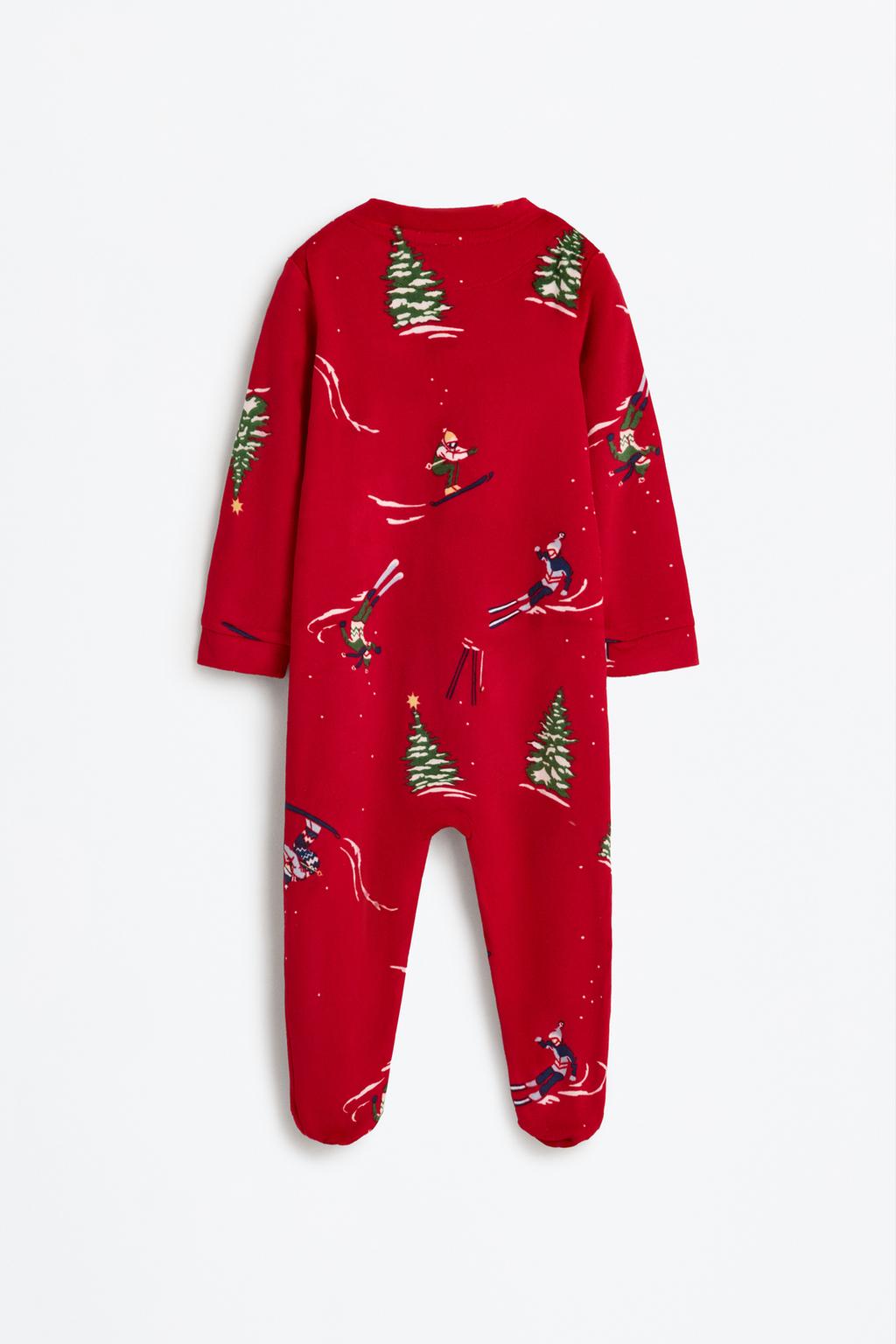 05139852600-A2.jpg Baby Velvet Textured Ski Print Romper