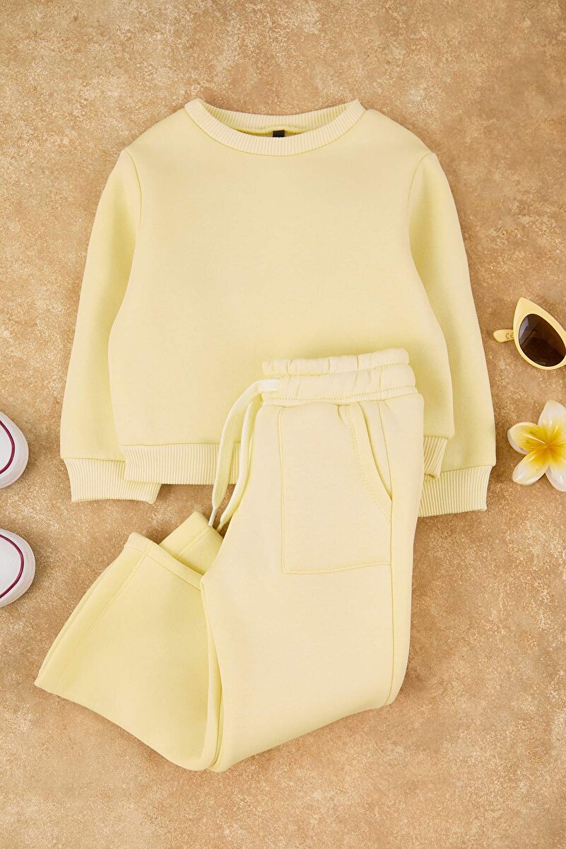 0_org_zoom-13.jpg Trendyolmilla Kids Yellow Cotton Basic Sweatshirt and Pants Set
