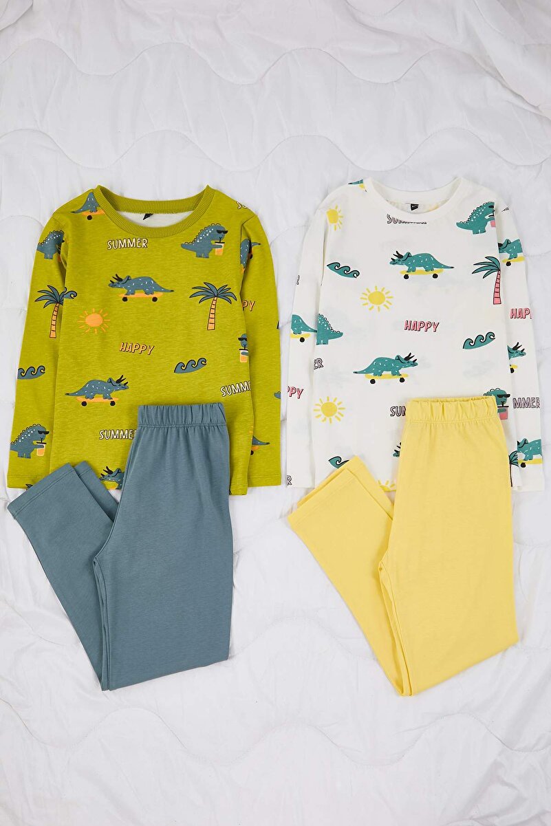 0_org_zoom-15.jpg Trendyolmilla Kids Colorful Printed 4-Piece Knit Pajama Set for Boys