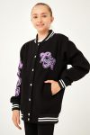 Perendi 1992 Printed Detail Black Girls College Jacket
