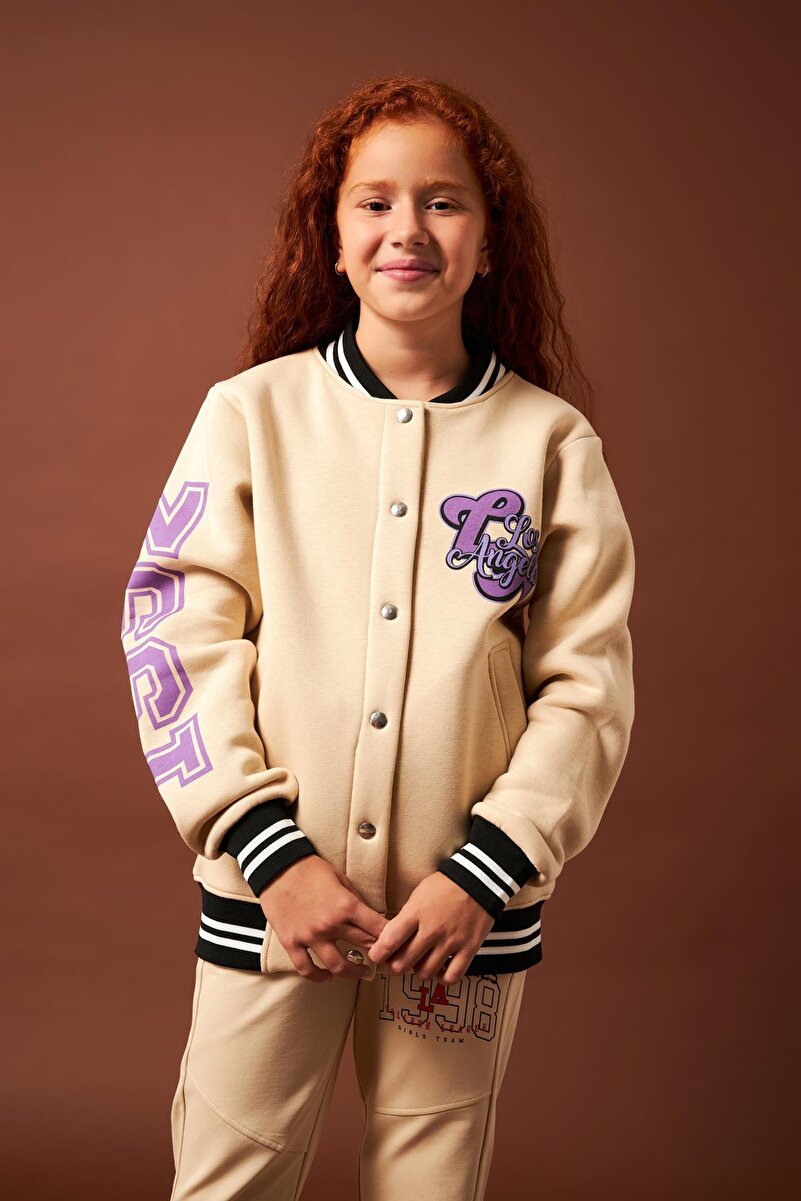 1_org_zoom-163.jpg Perendi 1992 Printed Detail Girls' College Jacket Beige
