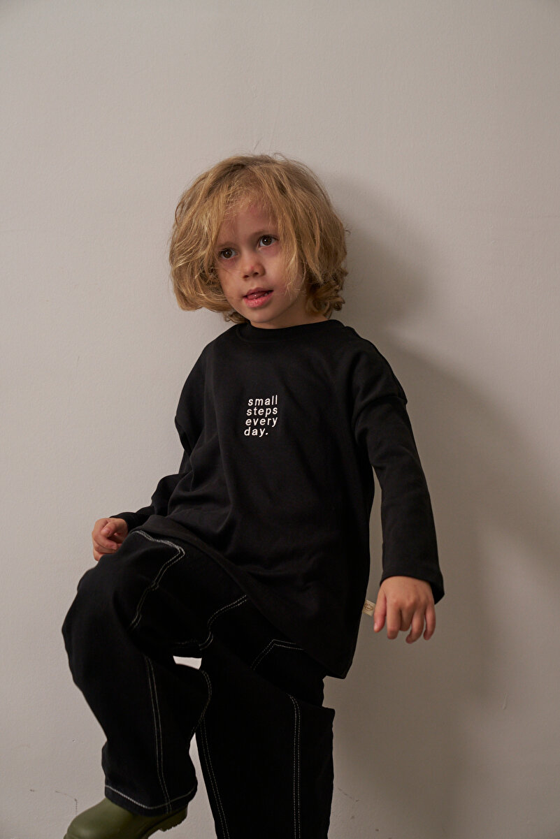 1_org_zoom-206.jpg Oh La La Koala For Little Ones Black Embroidered Oversized Long Sleeve T-shirt
