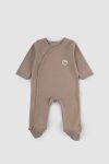 Little Gusto Newborn Footed Romper Brown Organic Cotton