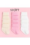 Akface 12 Pairs Cotton Non-Slip Ankle Socks for Baby Girls 0-6 Months