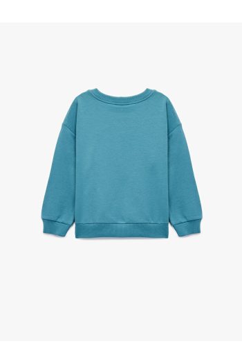 Cotton Long Sleeve Crew Neck Dog Print Sweatshirt