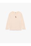 Cotton Long Sleeve Crew Neck Embroidered T-Shirt