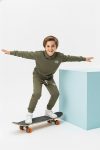Trendyolmilla Kids Light Khaki 100% Cotton Printed Polo Collar Oversized Boys Knit Set