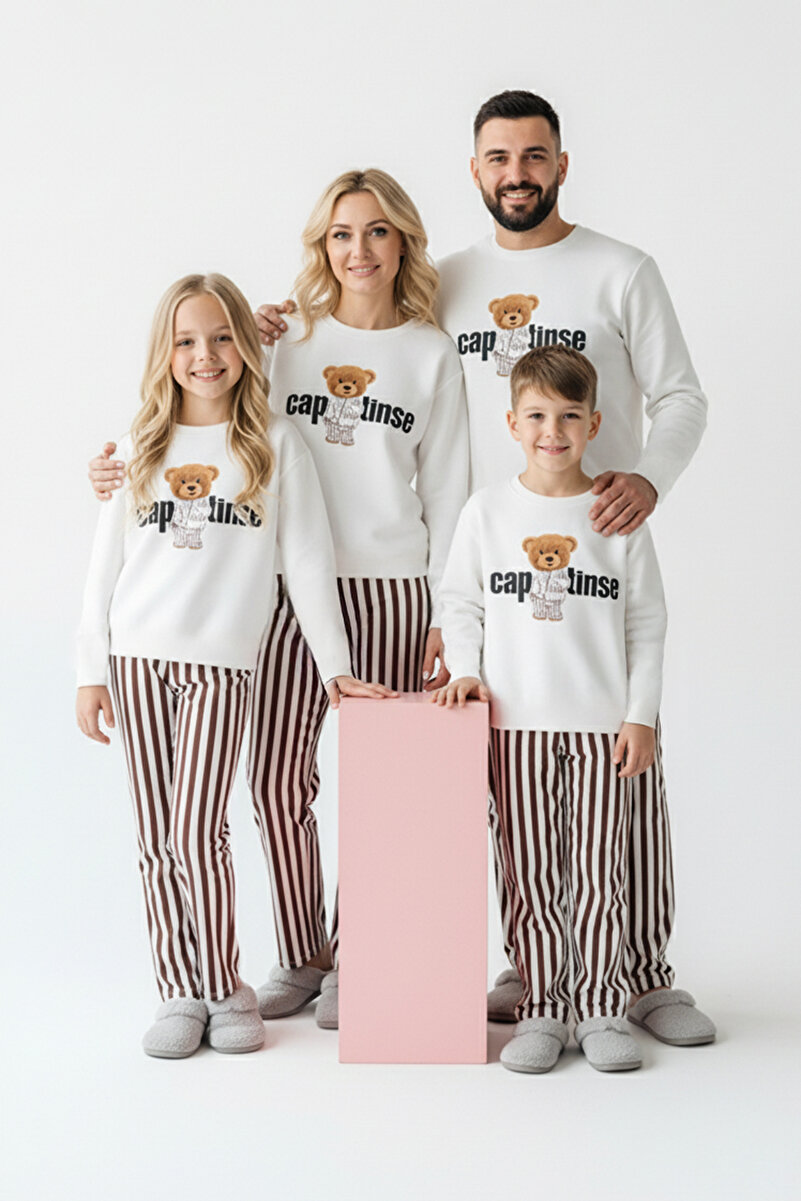 1_org_zoom-359.jpg Trendyolmilla Kids Beige Unisex 100% Cotton Printed Regular Knit Pajama Set