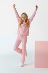 Trendyolmilla Kids Pink Cotton Basic Fleece-Lined Sweatshirt and Jogger Set