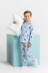 Trendyolmilla Kids Blue Soft Textured Boys' Printed Shirt Collar Regular Knit Pajama Set