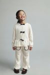 Girls' Cotton Cream Stylish Bow Detail Set – Comfortable and Elegant Design