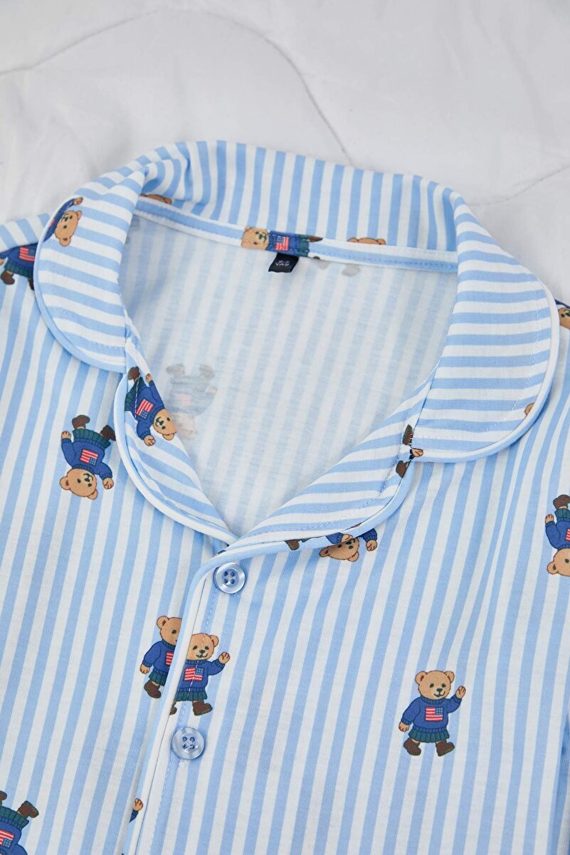 2_org_zoom-15.jpg Trendyolmilla Kids Blue Soft Textured Boys' Printed Shirt Collar Regular Knit Pajama Set