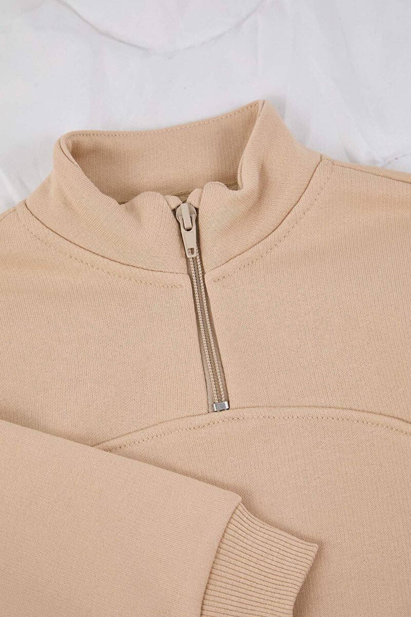 2_org_zoom-8.jpg Trendyolmilla Kids Beige Cotton Unisex Oversized Knit Set