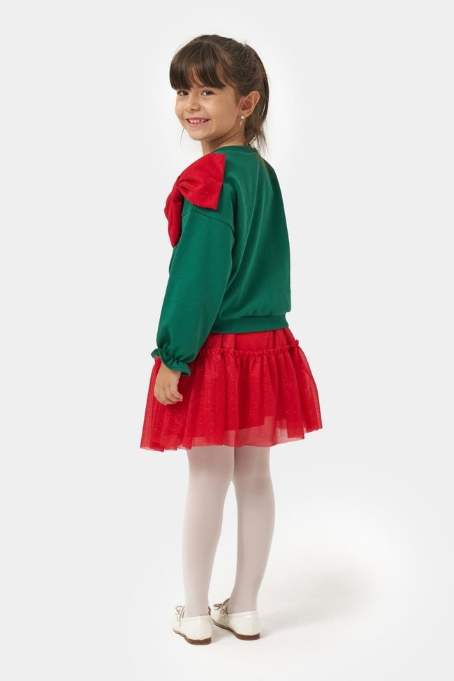 3d1f74ec-c4ca-4590-bc3d-e62098248a06-413c-.jpg Girls' Cotton Green Top with Red Tulle Bow Detail New Year Set