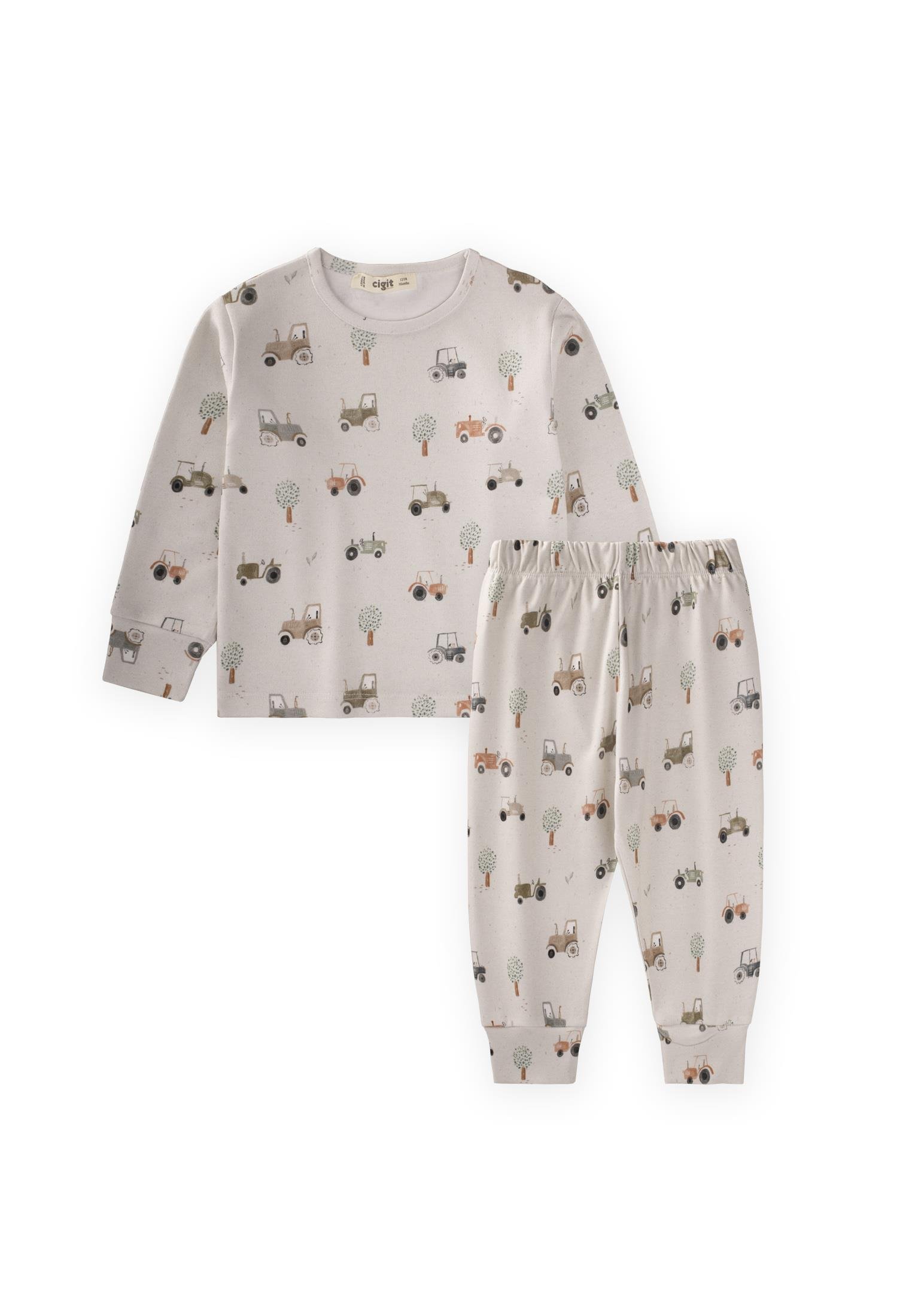 50350-5017pijama-takim-1-5-yas-tas-8294-.jpg Kids' Pajama Set for Ages 1-5 in Stone