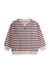 Striped Seasonal Sweatshirt with Choker Detail for Ages 2-12 in Purple
