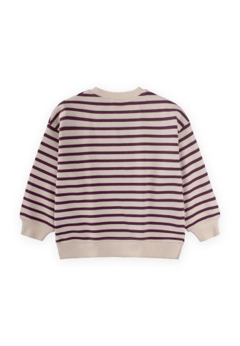 Striped Seasonal Sweatshirt with Choker Detail for Ages 2-12 in Purple