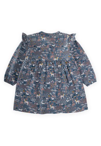 Patterned Seasonal Dress for Ages 1-7 Indigo Blue
