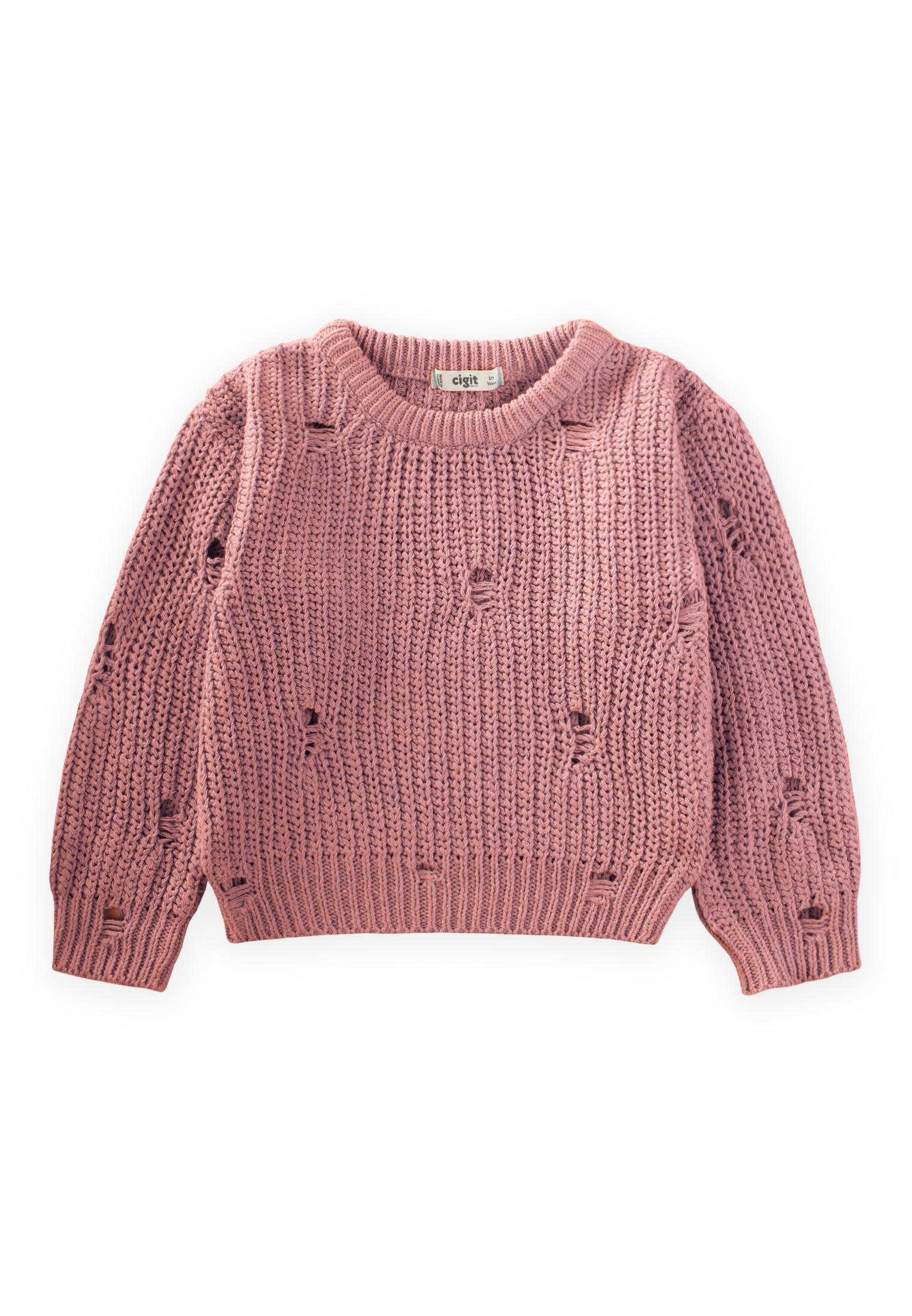 81401-5019selanik-triko-kazak-2-8-yas-8ca-b0.jpg Pale Pink Knit Sweater 2-8 Years