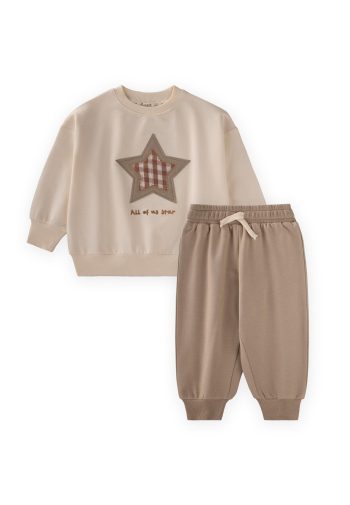 Kids' Sweatshirt Set 1-7 Years Cream and Taupe