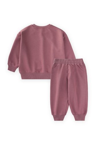 Cherry Print Sweatshirt Set for Ages 2-10 in Dusty Pink
